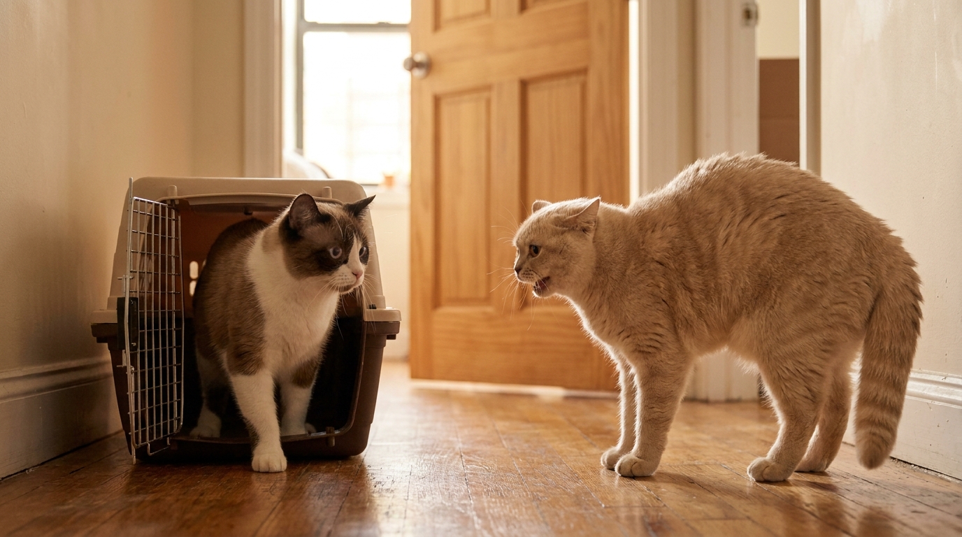 Cat Hissing at Other Cat After Vet Visit? What to Do Tonight