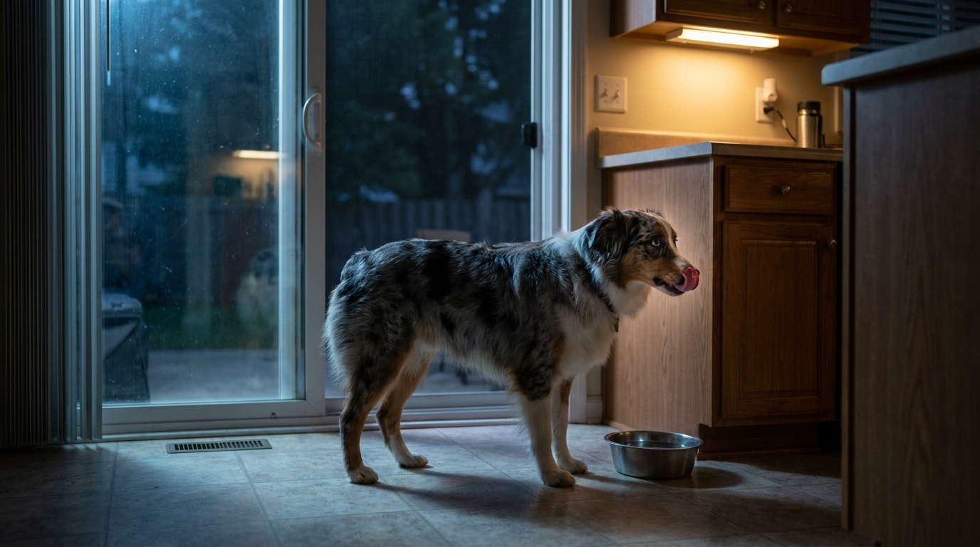 Dog Licking Lips and Gulping at Night? Causes and ER Signs
